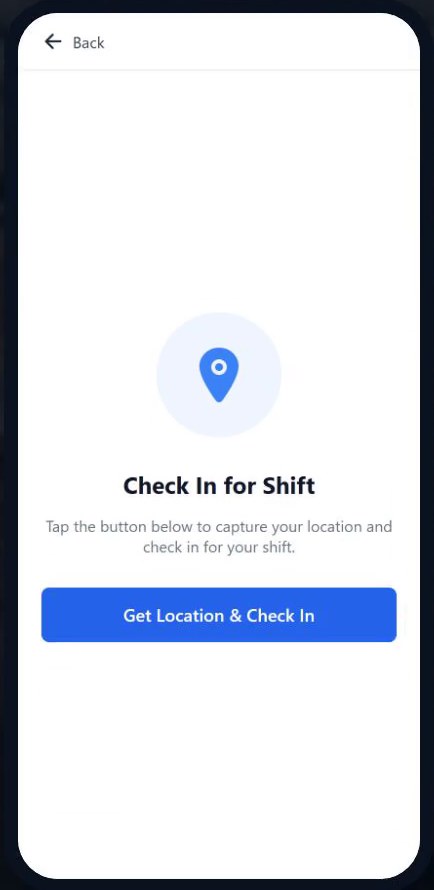 WorkPulse mobile app check-in for shift with location